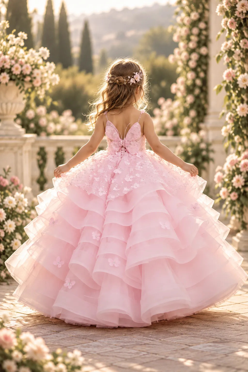 Butterfly Pink Tulle Princess Dress