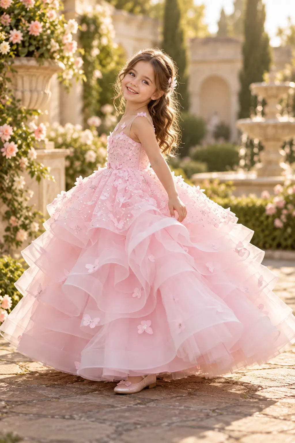 Butterfly Pink Tulle Princess Dress