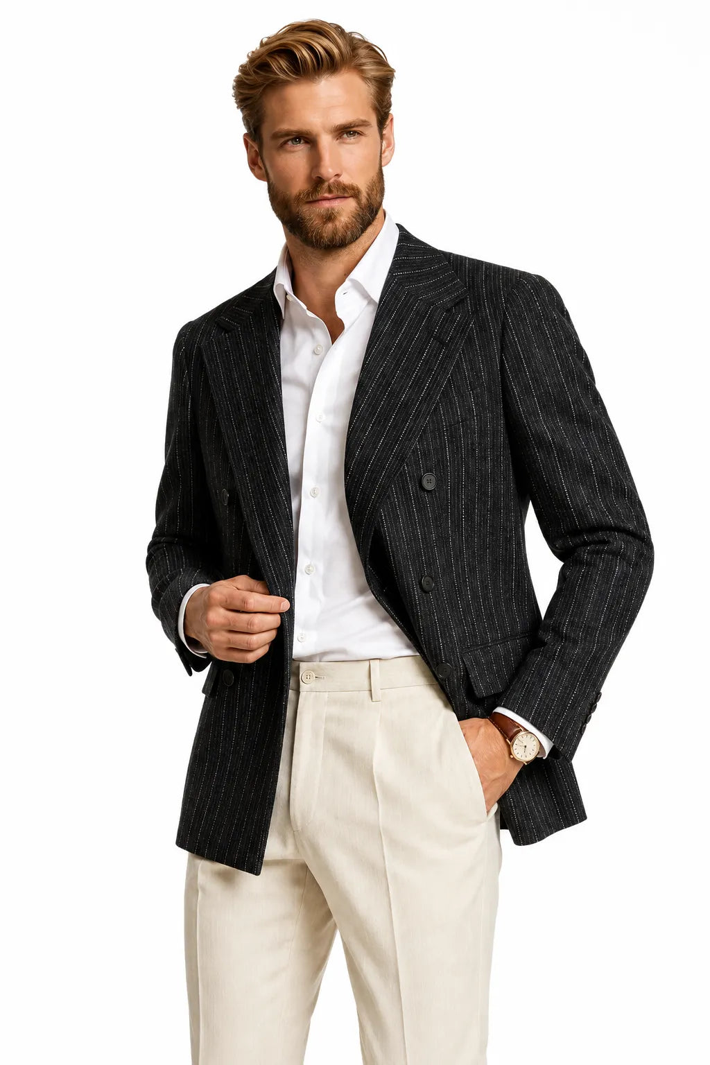 Men's Dark Pinstripe 2 Piece Suit