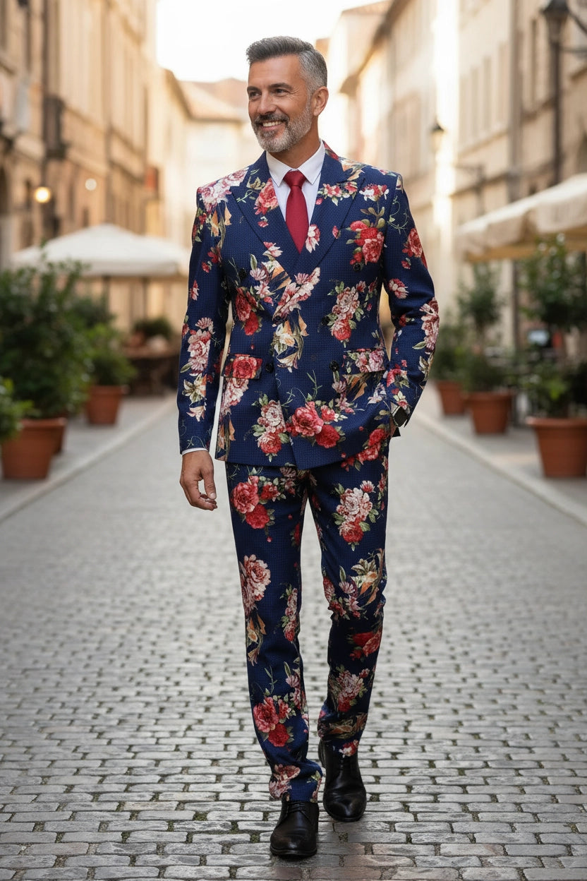 Bold Floral Slim Fit 2 Piece Suit for Men  Prom & Wedding Ready | Wehilion