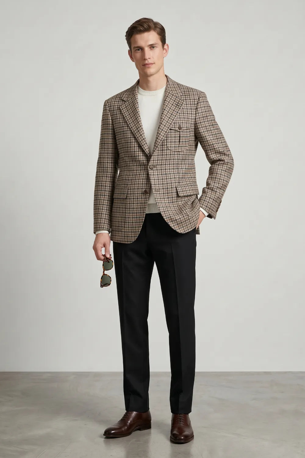 Men's Glen Plaid Notch Lapel 2 Piece Suit