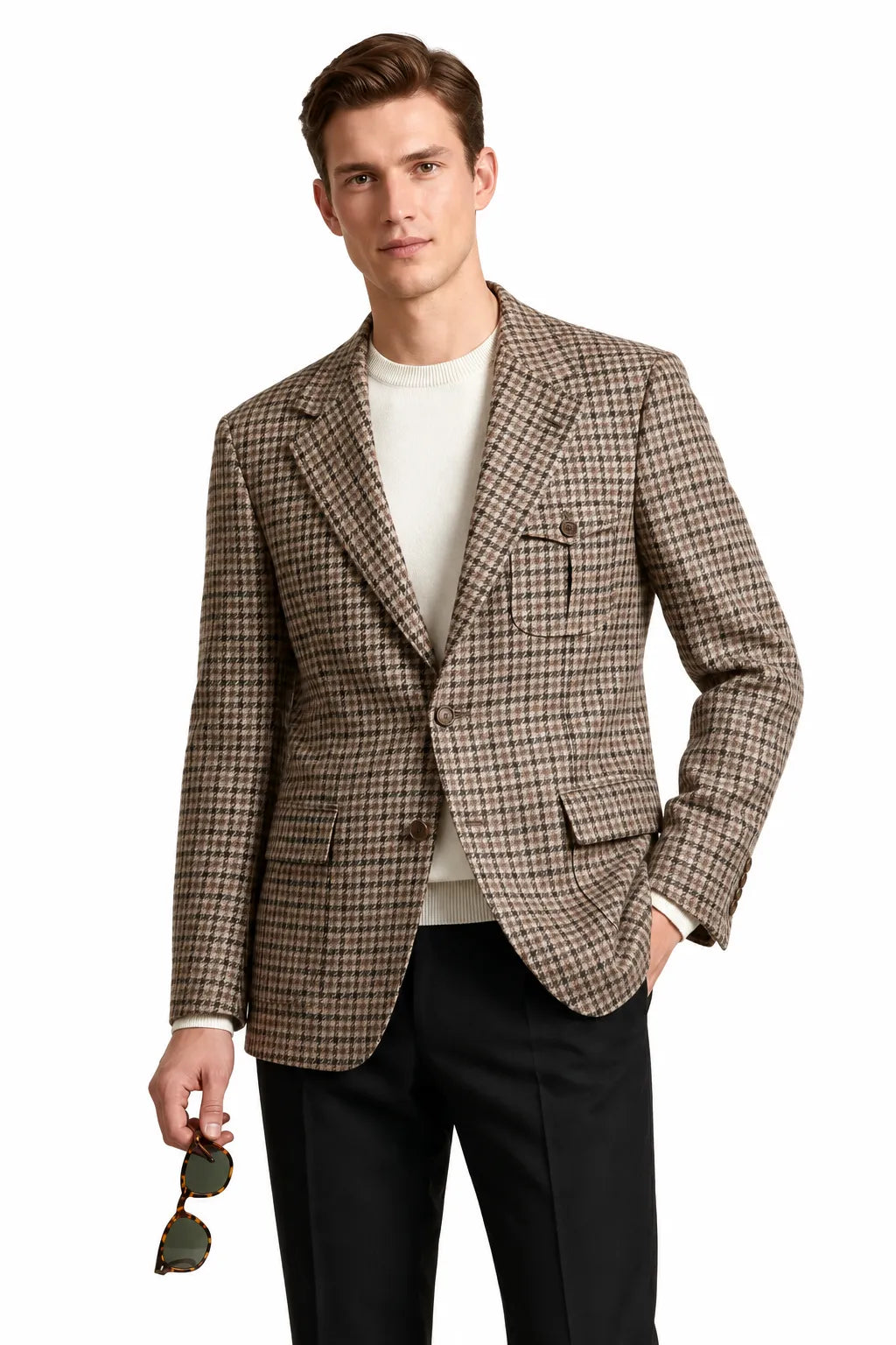 Men's Glen Plaid Notch Lapel 2 Piece Suit