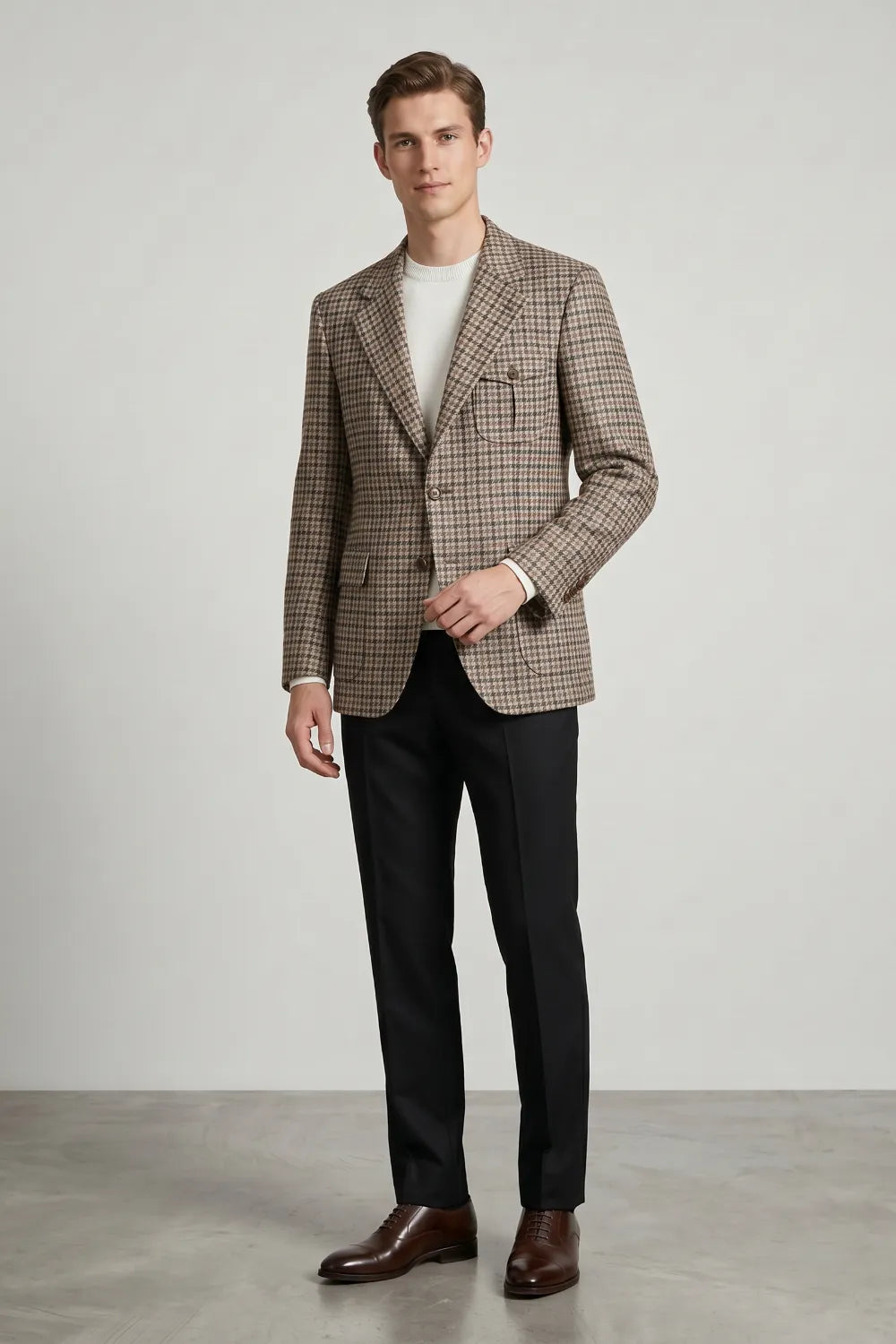 Men's Glen Plaid Notch Lapel 2 Piece Suit