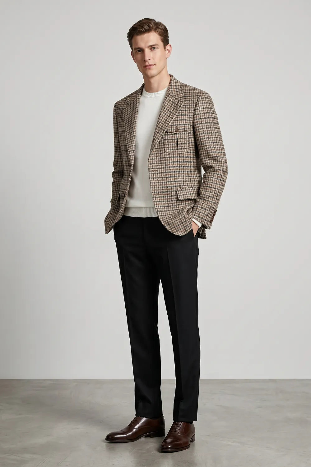Men's Glen Plaid Notch Lapel 2 Piece Suit