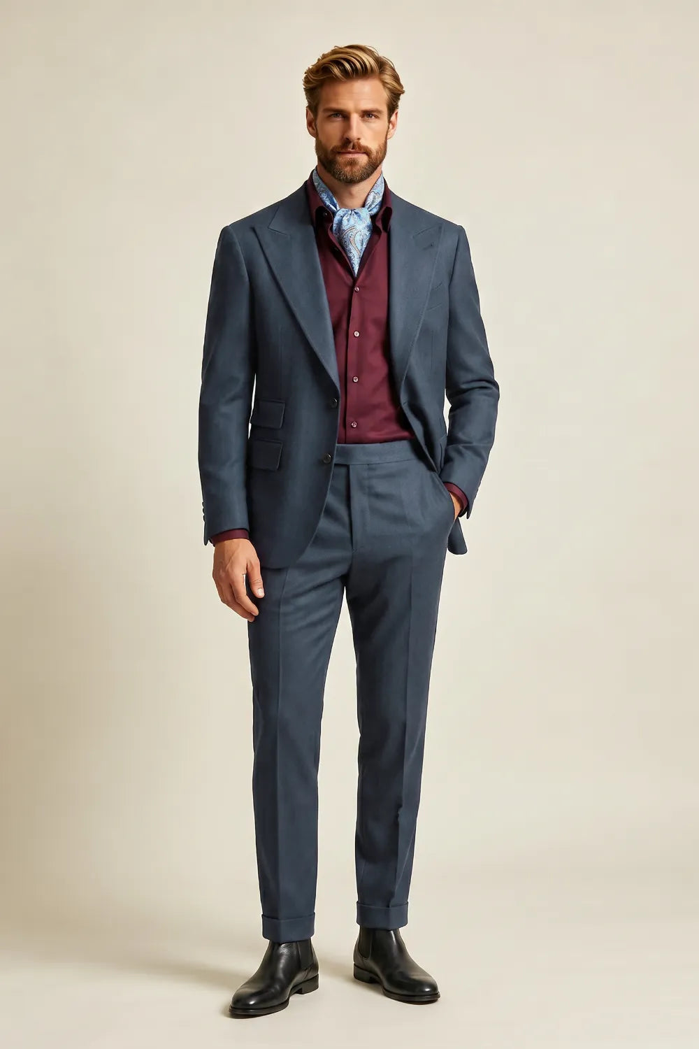 Men's Navy Blue Formal 2 Piece Suit