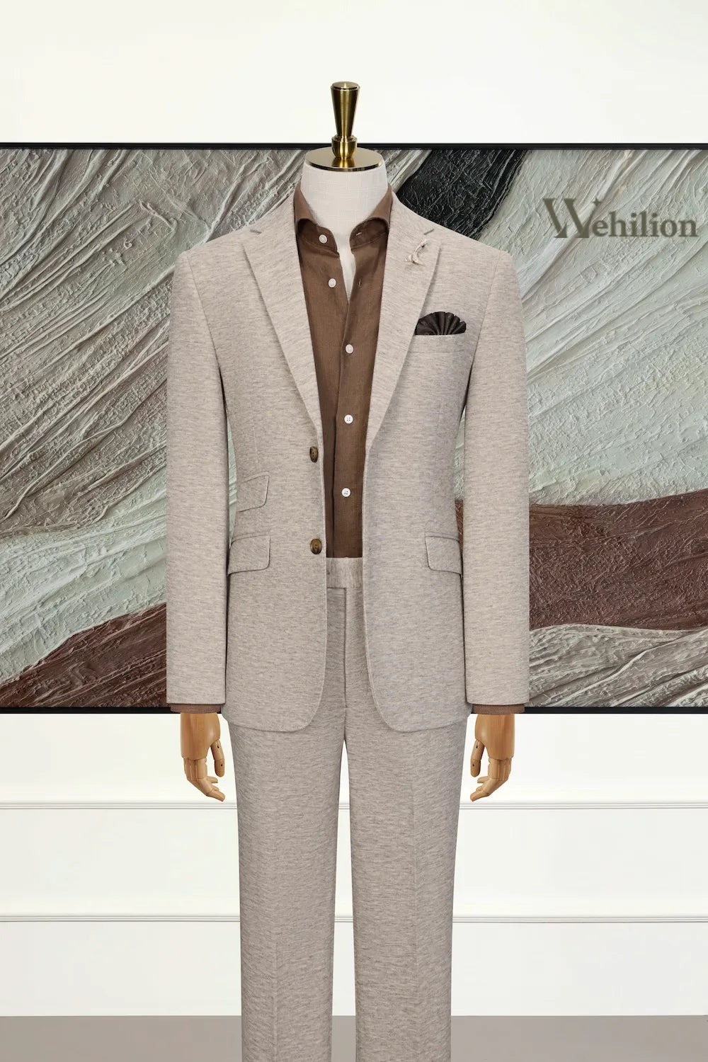 Men's Soft Grey Wool Blend 2 Piece Suit