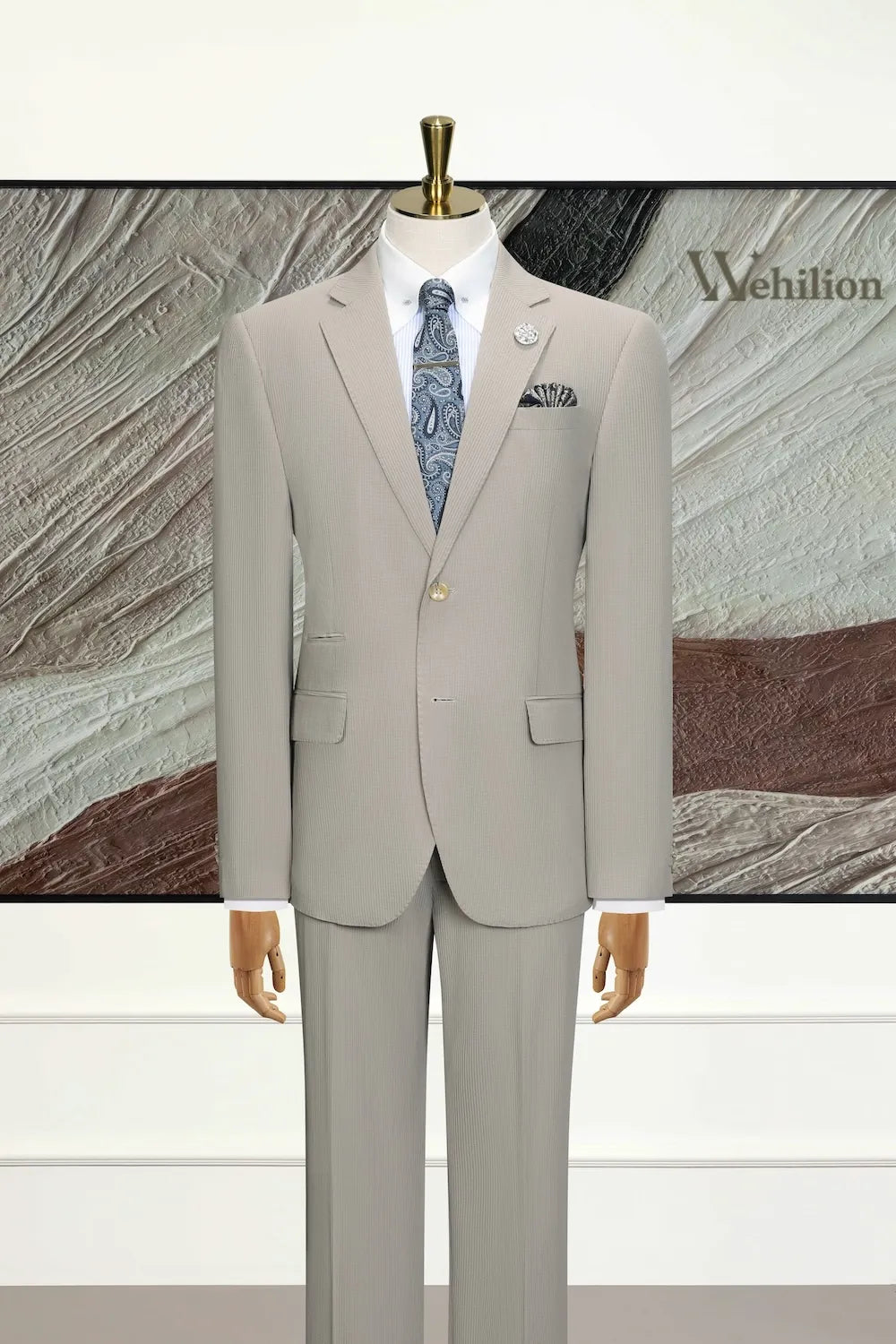 Men's Slim Fit Stripe 3 Piece Suits