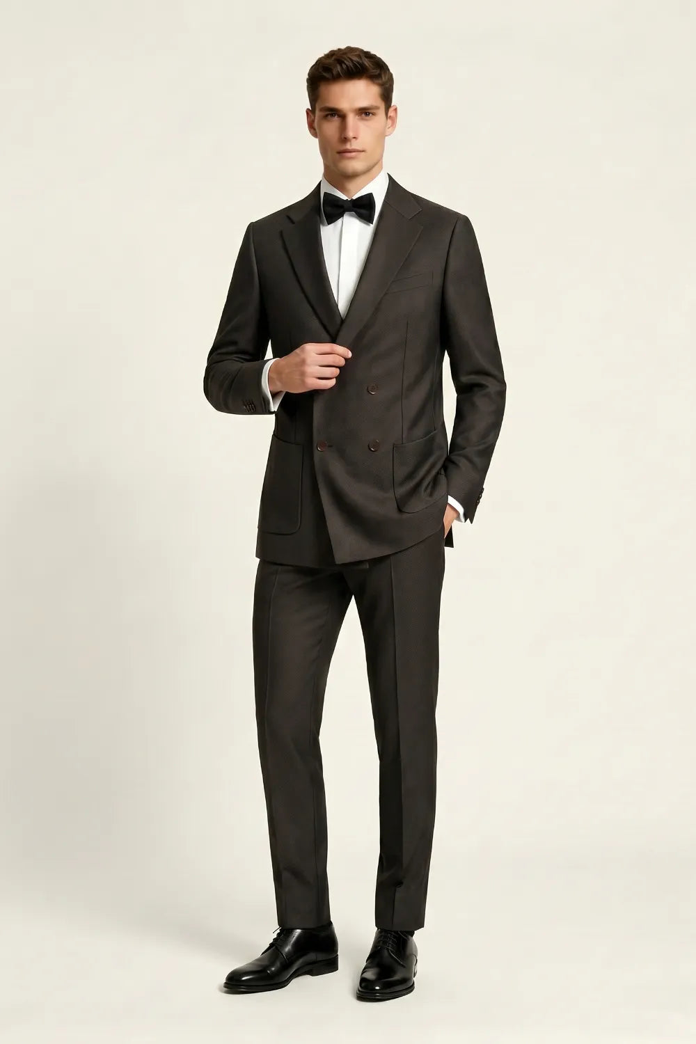 Men's Dark Brown Double Breasted Tuxedo Suit