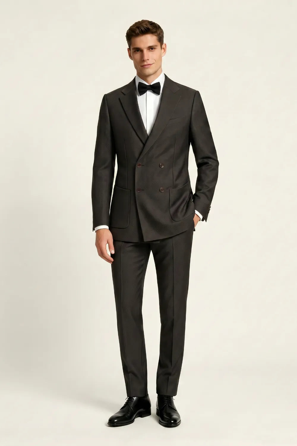 Men's Dark Brown Double Breasted Tuxedo Suit