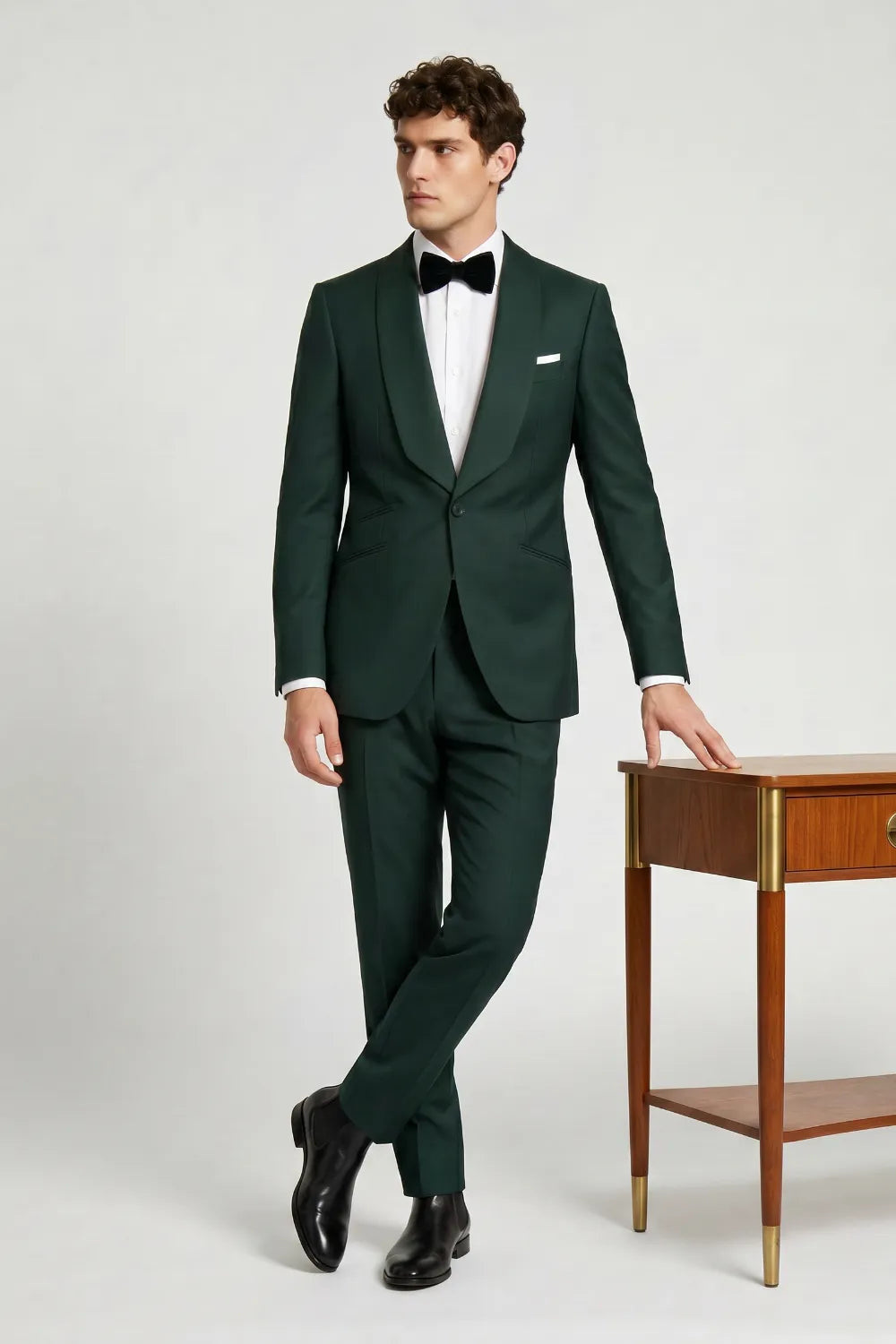 Men's Dark Green Shawl Lapel Tuxedo Suit