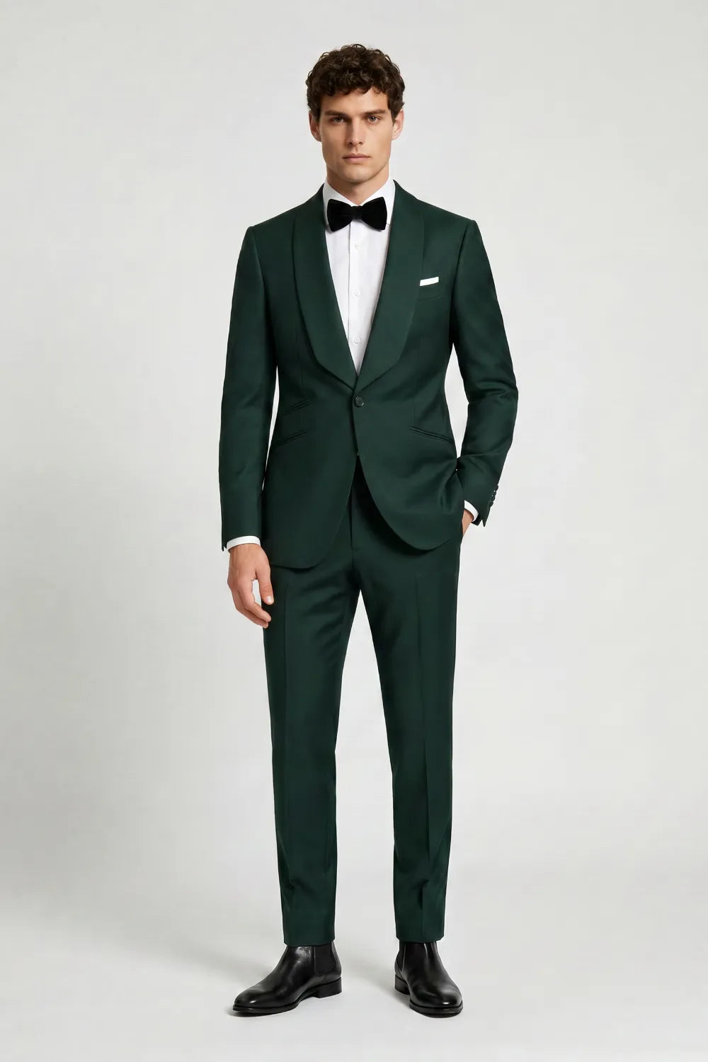 Men's Dark Green Shawl Lapel Tuxedo Suit
