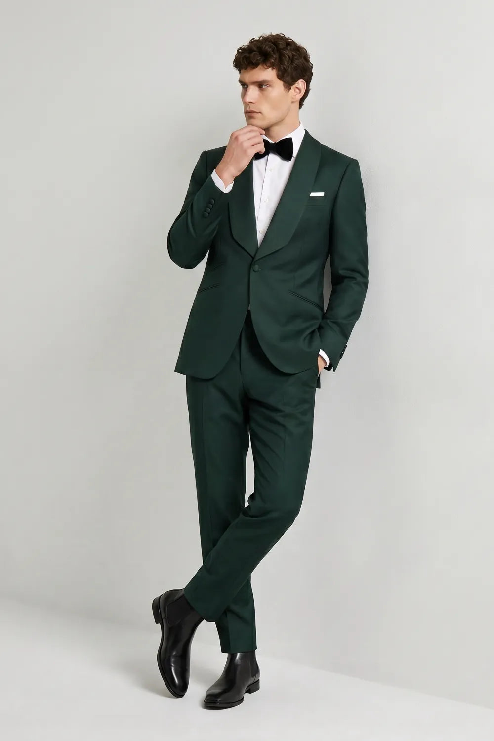 Men's Dark Green Shawl Lapel Tuxedo Suit