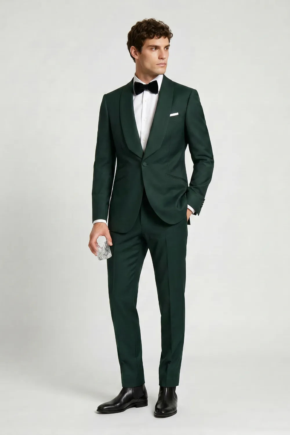 Men's Dark Green Shawl Lapel Tuxedo Suit