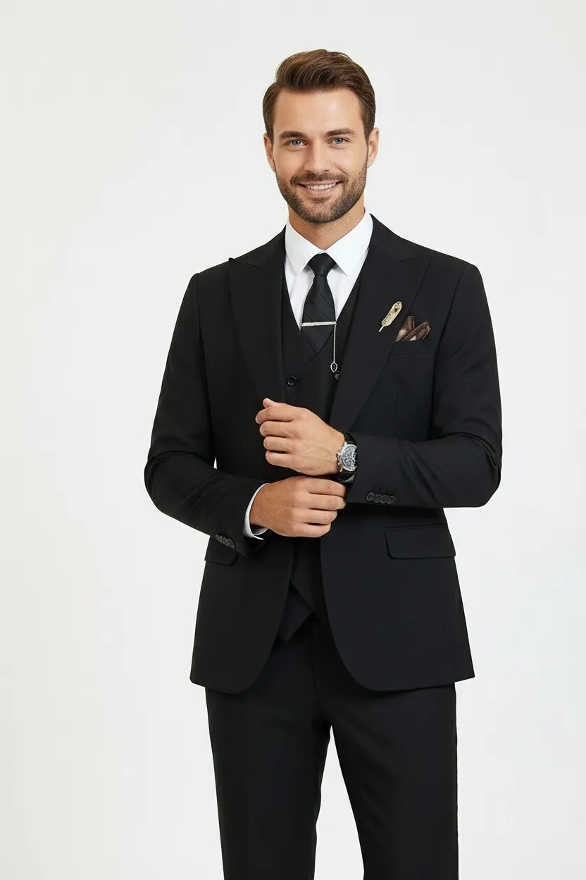 Men's Formal Peak Lapel 3 Piece Suits