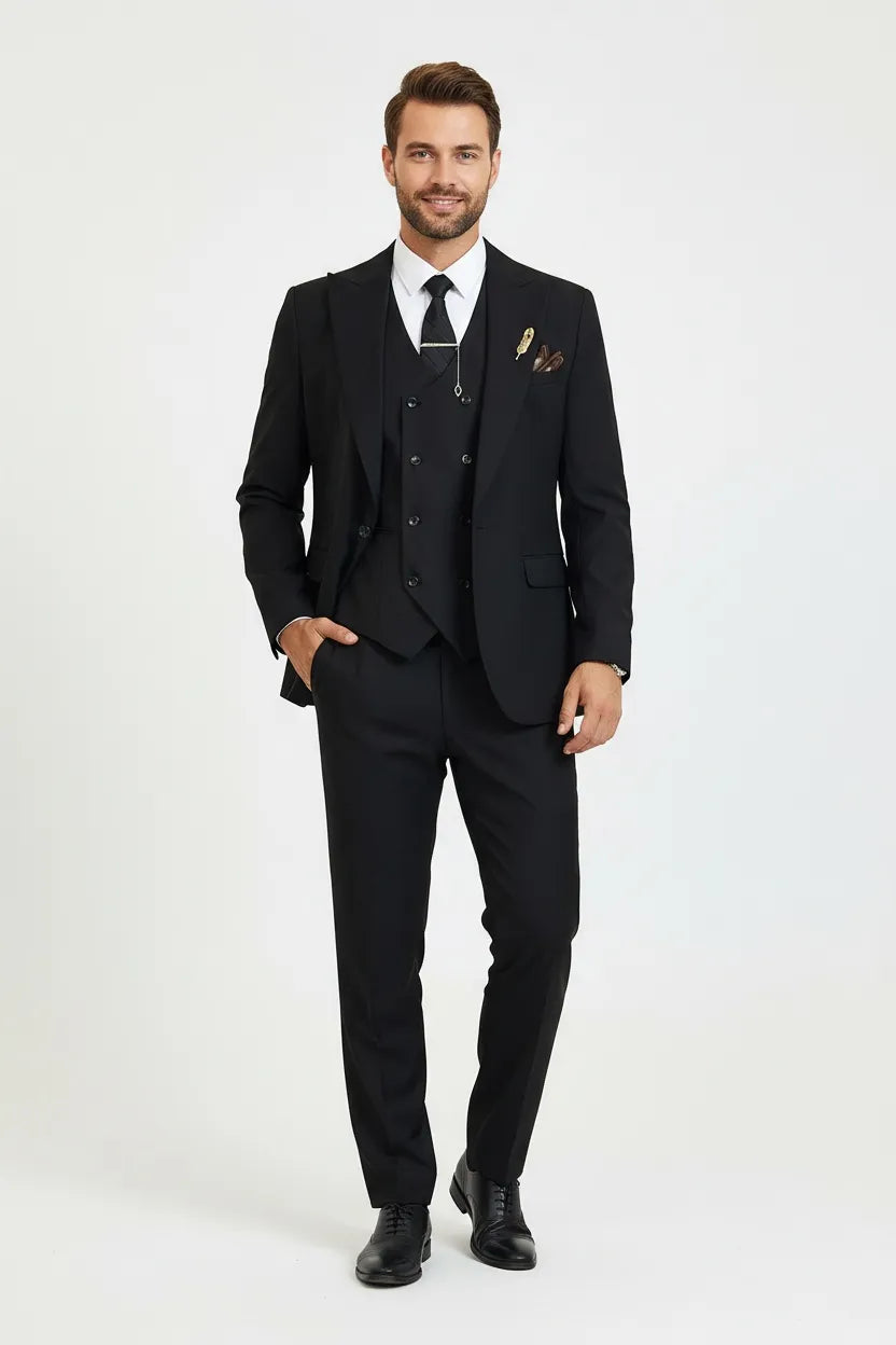 Men's Formal Peak Lapel 3 Piece Suits