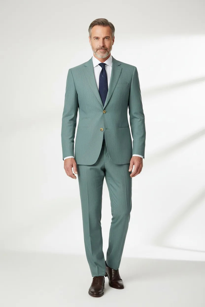 Men's Slim Fit Green 2 Piece Suit