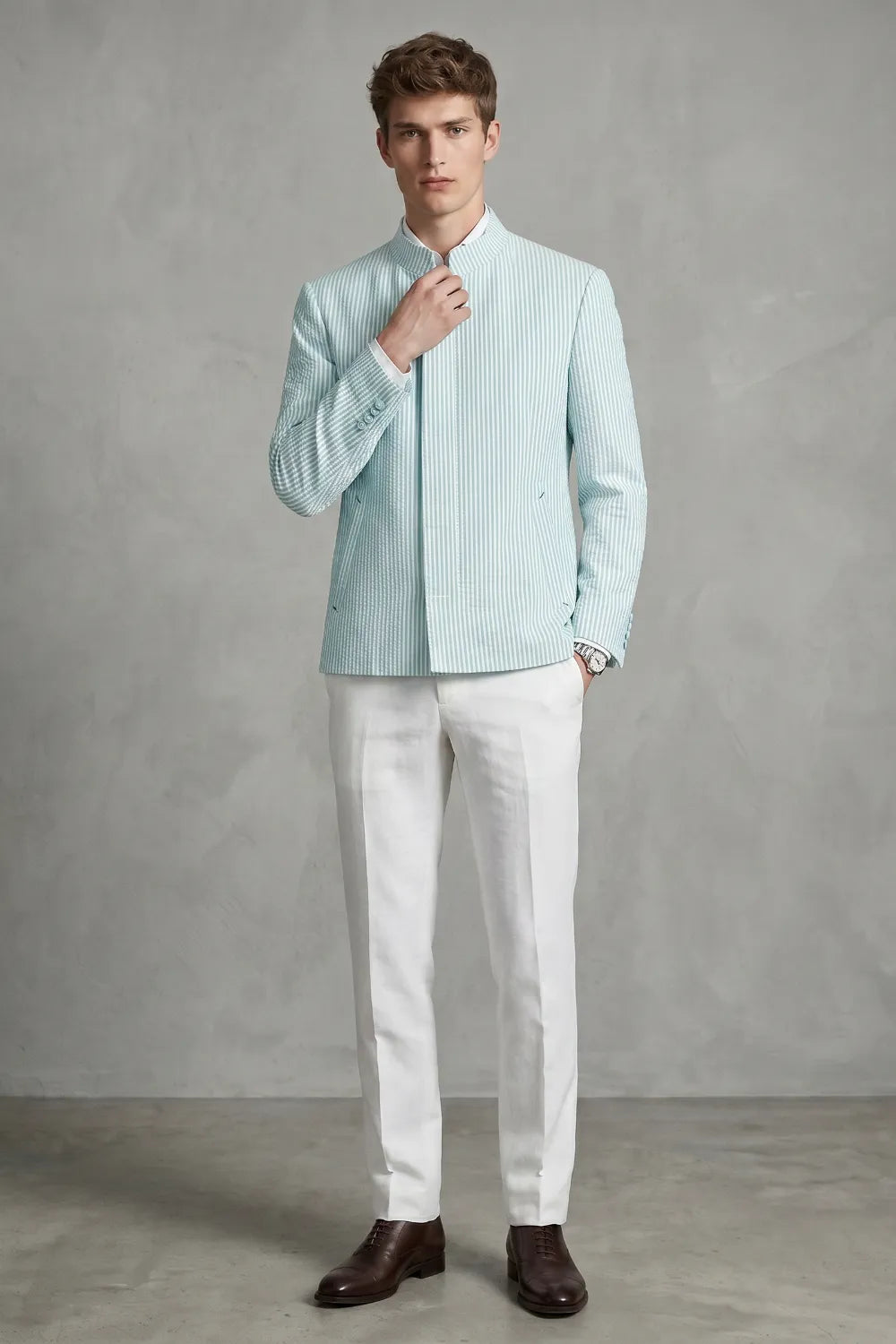 Men's Slim Fit Seersucker 2 Piece Suit