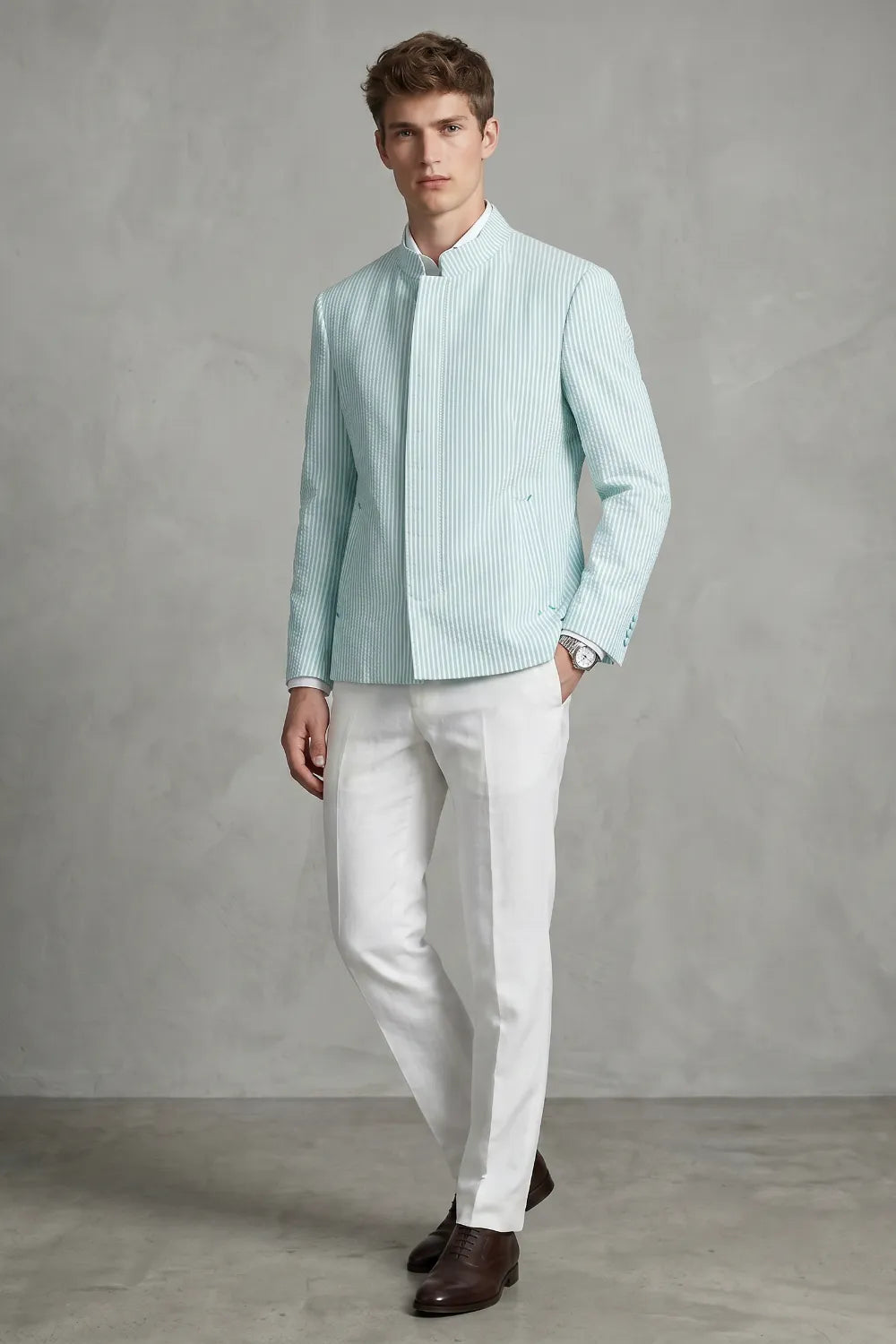 Men's Slim Fit Seersucker 2 Piece Suit