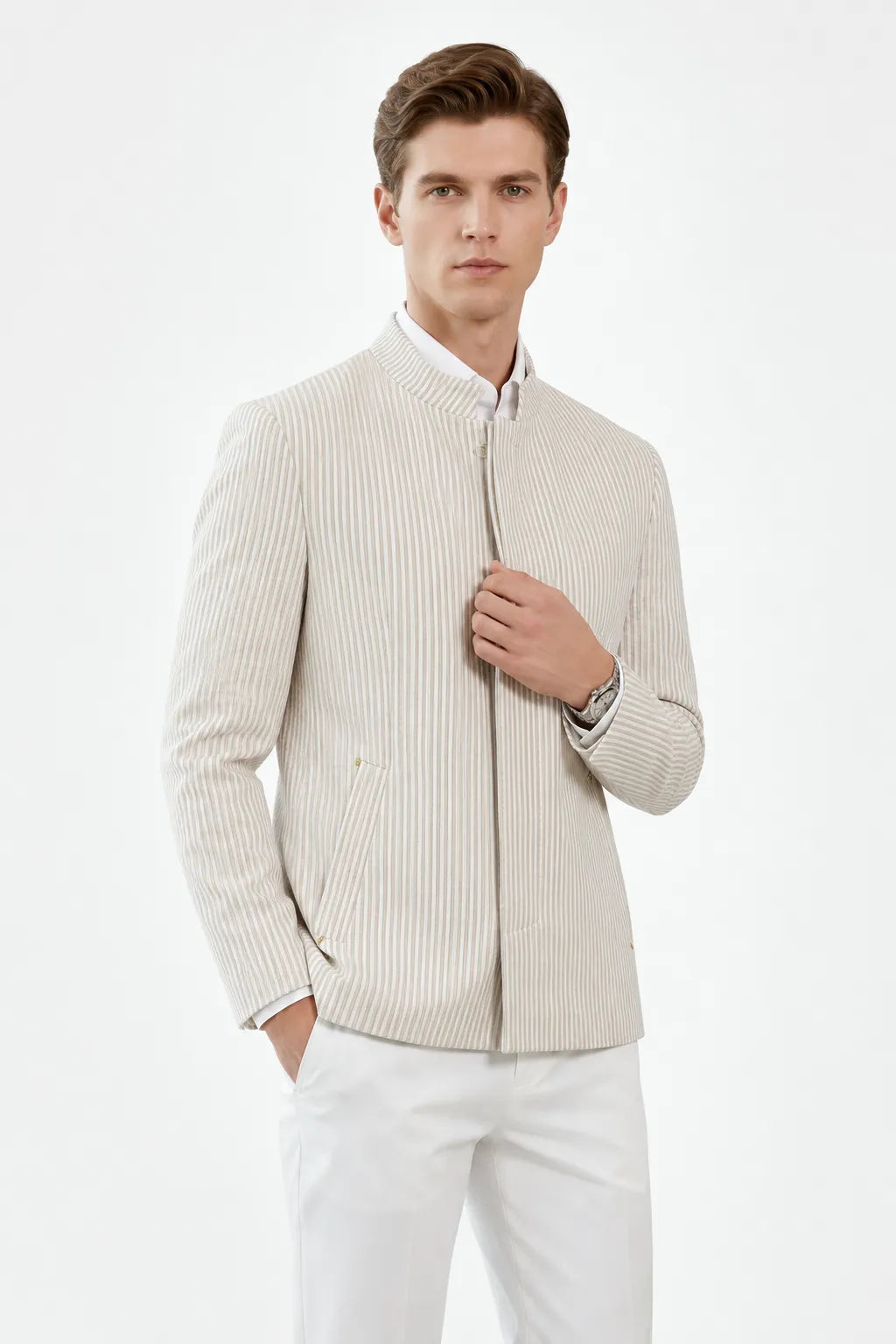 Men's Slim Fit Seersucker 2 Piece Suit