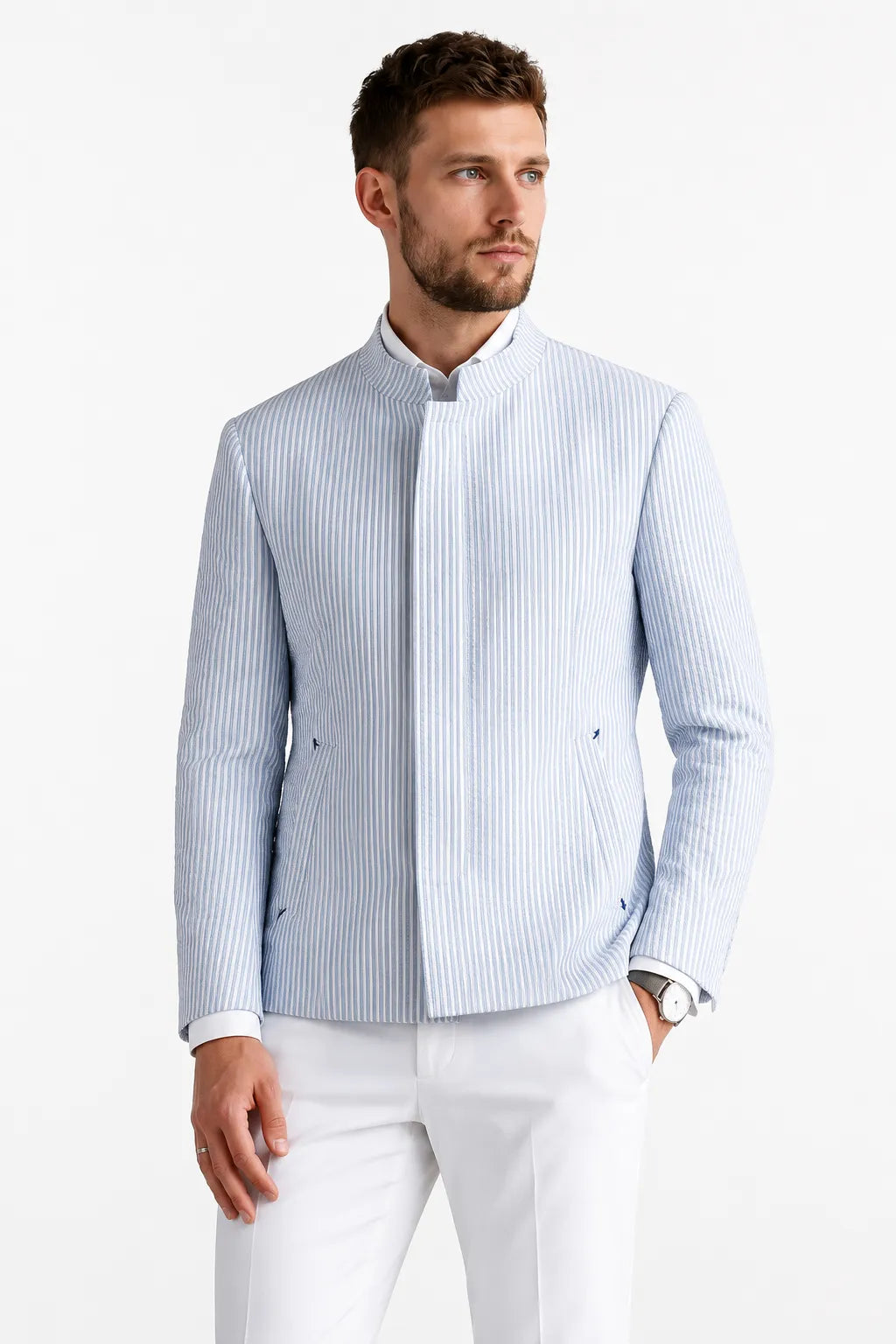 Men's Slim Fit Seersucker 2 Piece Suit