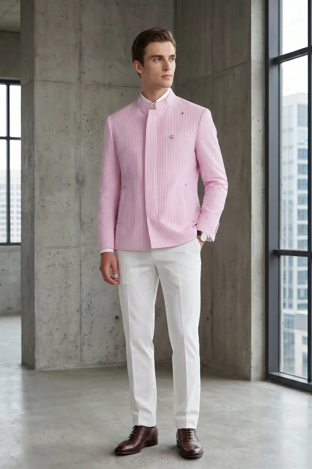 Men's Slim Fit Seersucker 2 Piece Suit