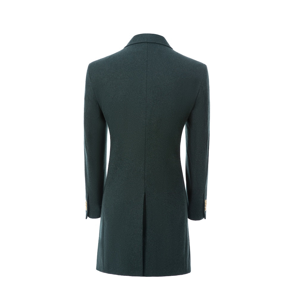 Men’s Green Double Breasted Herringbone Long Coat