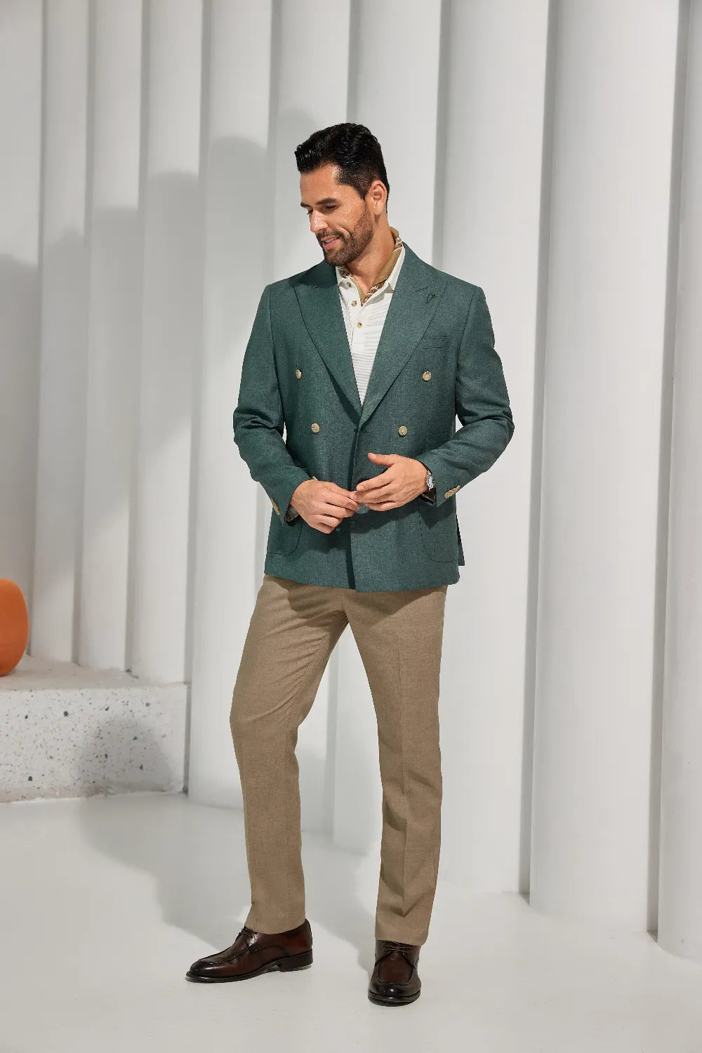 Men's Green Double Breasted Blazer