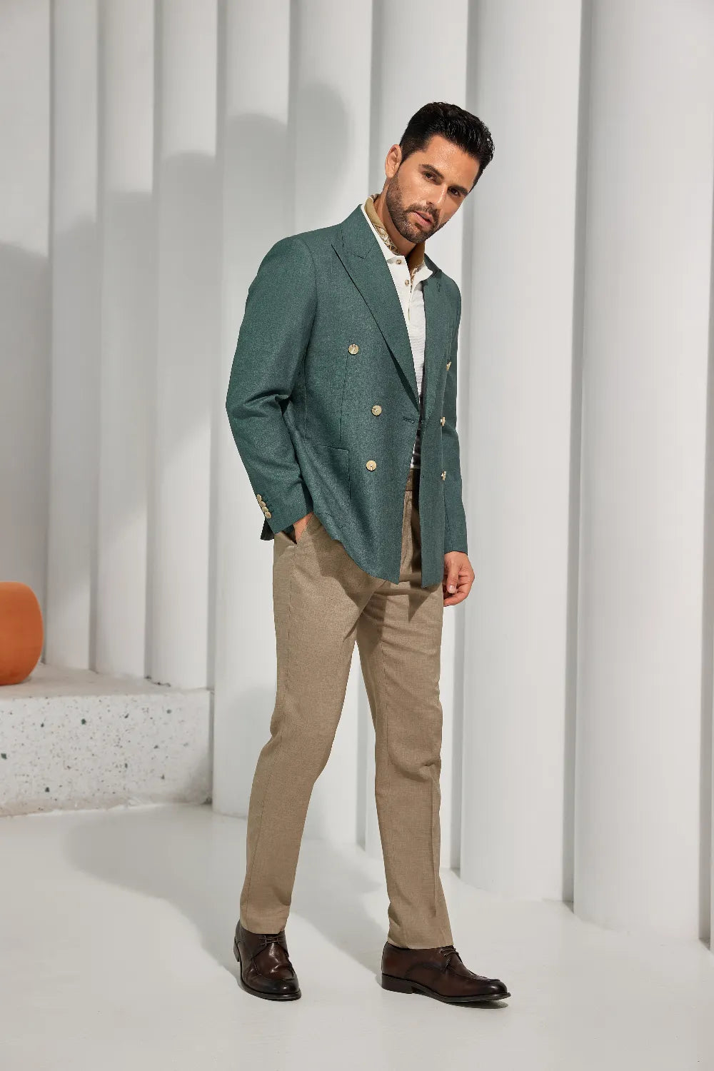Men's Green Double Breasted Blazer