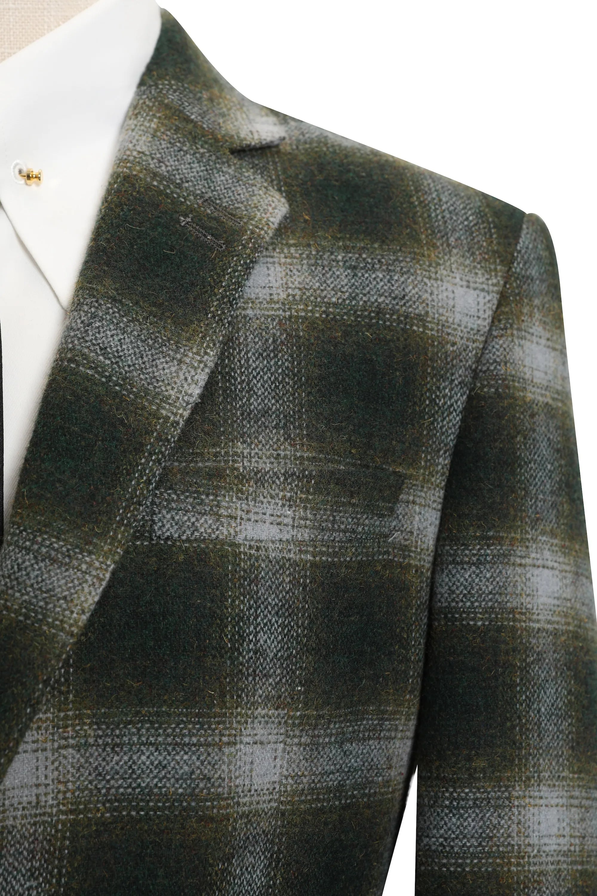 Men's Green Plaid Herringbone 2 Piece Suits