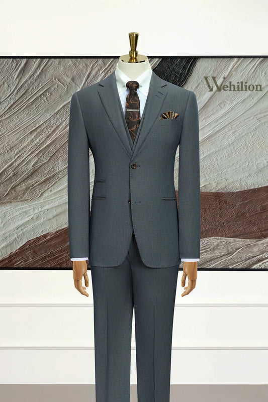 Men's Grey Business Casual 3 Piece Suit