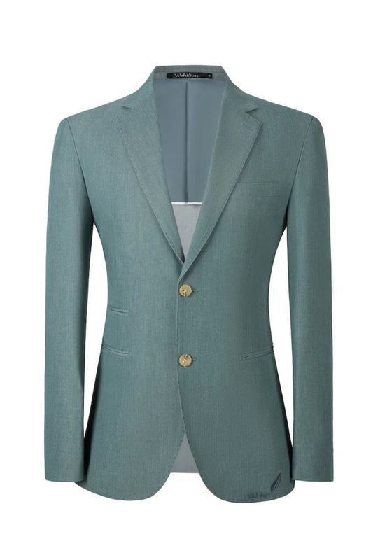 Designer style men's two button blazer - light green formal wedding wear