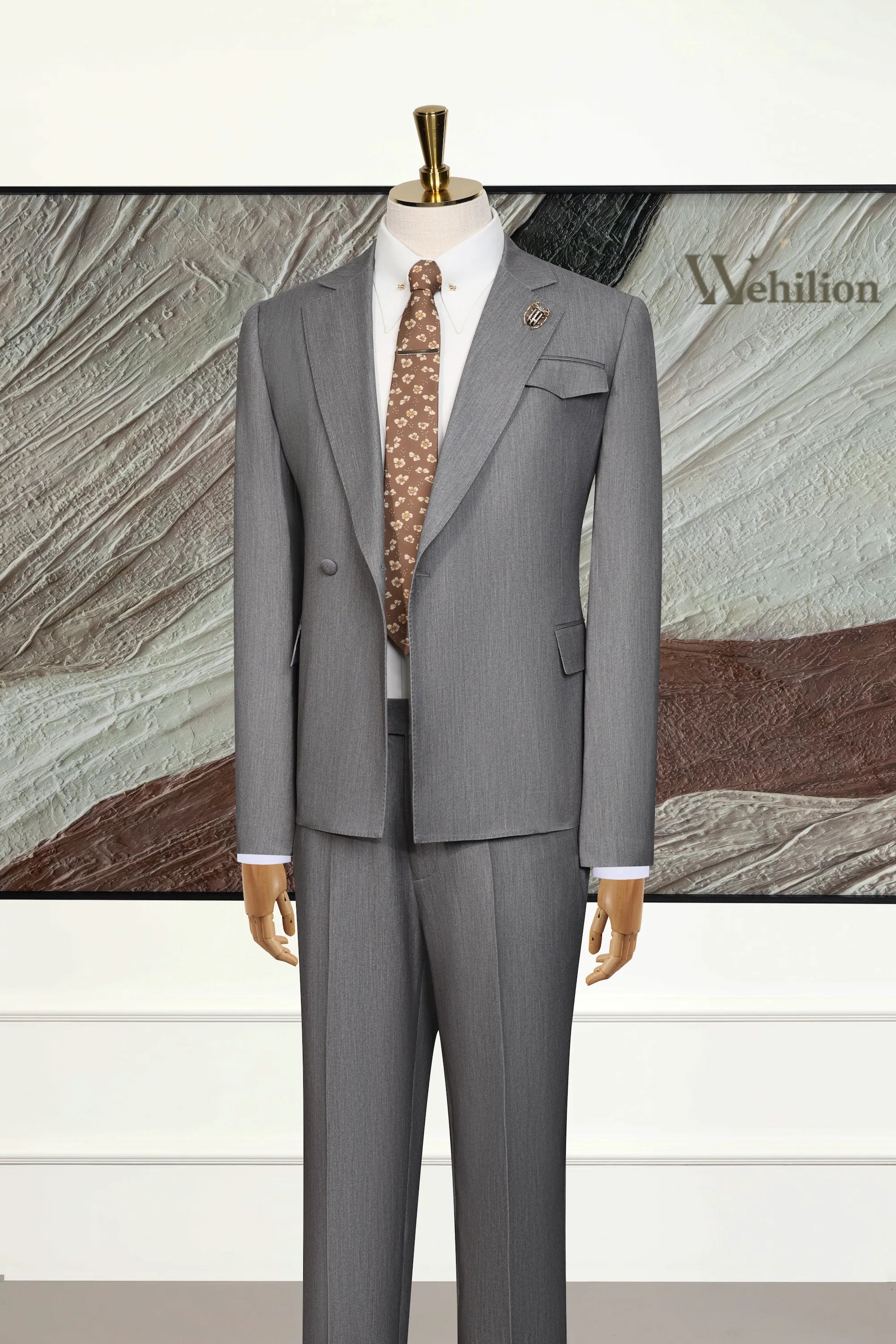 Men's Grey Denim 2 Piece Suits