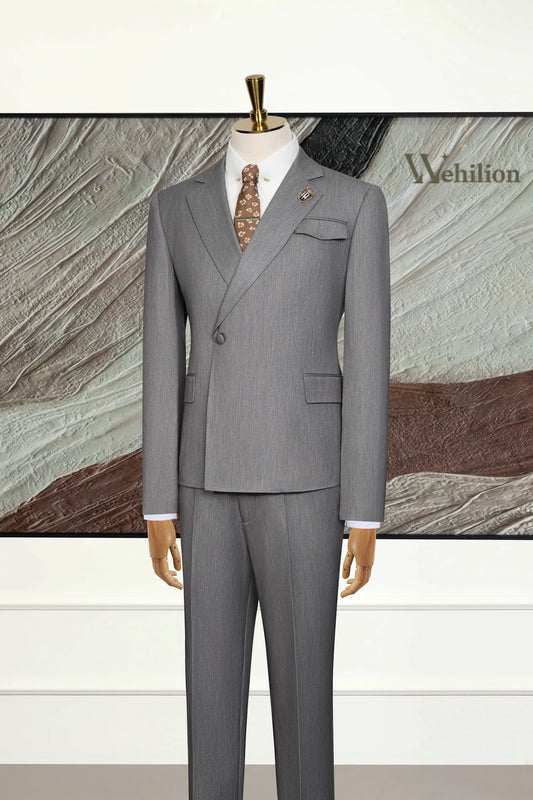 Men's Grey Denim 2 Piece Suits