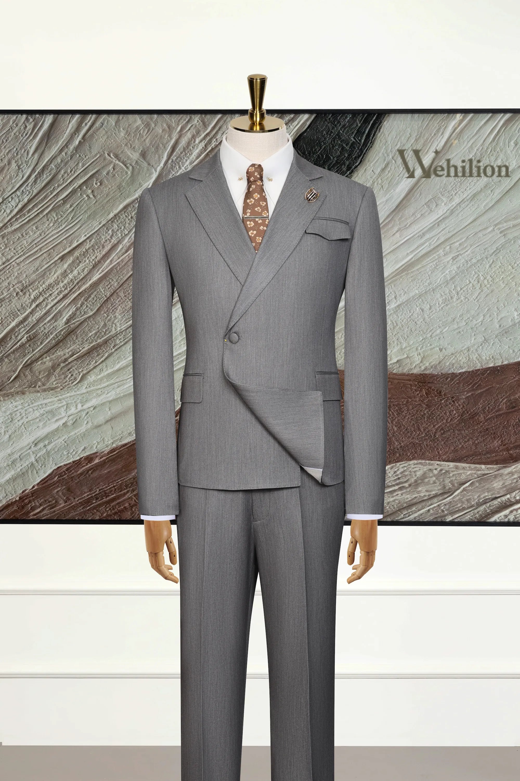 Men's Grey Denim 2 Piece Suits