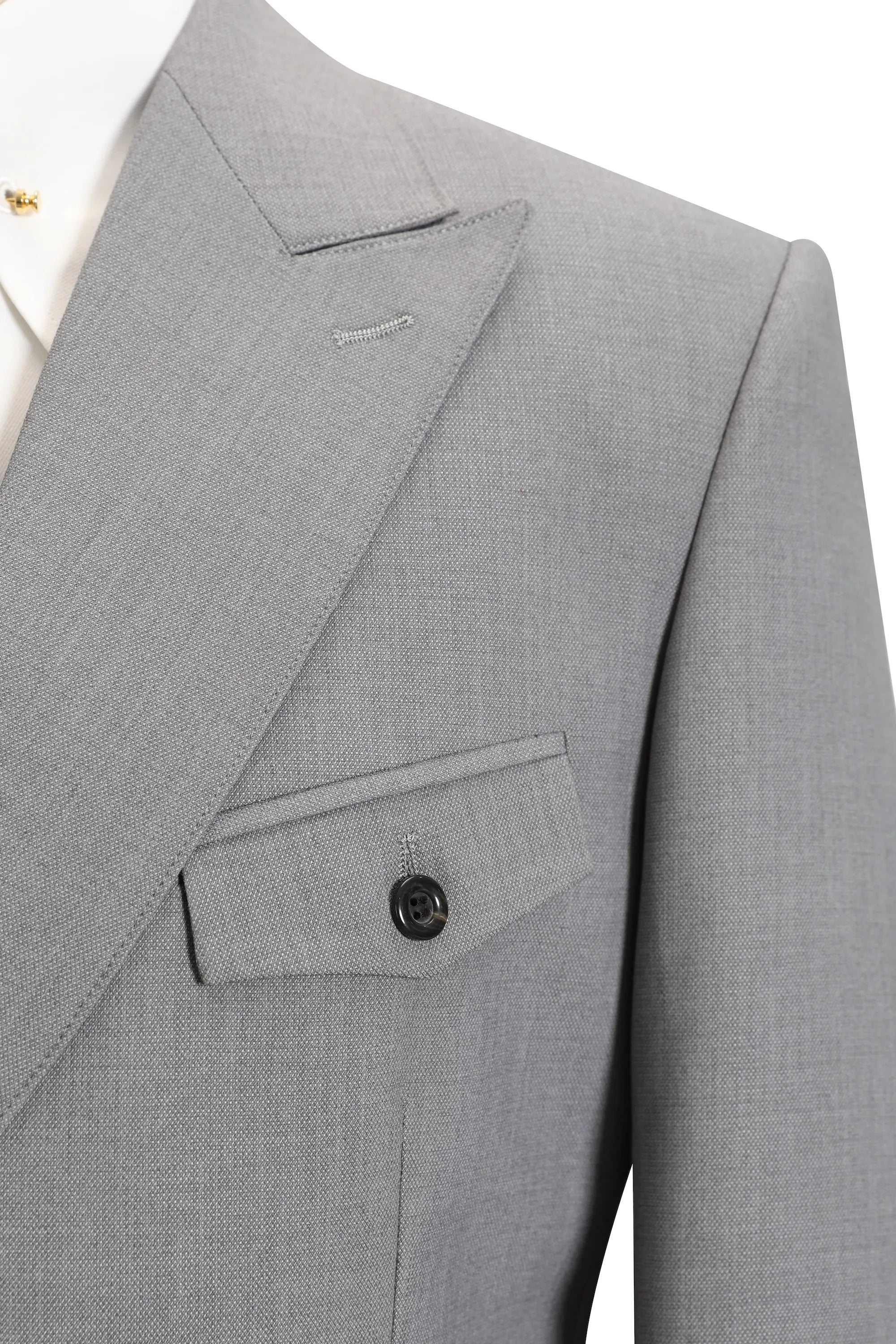 Men's Grey Silk Double-Breasted 2 Piece Suits
