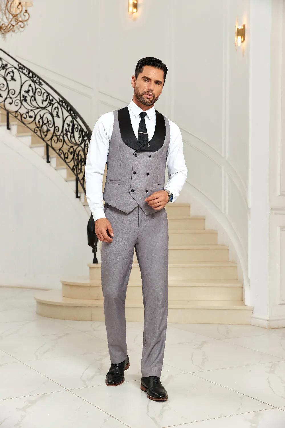 Men's Shawl Collar Vest & Pants 2 Pieces Suits