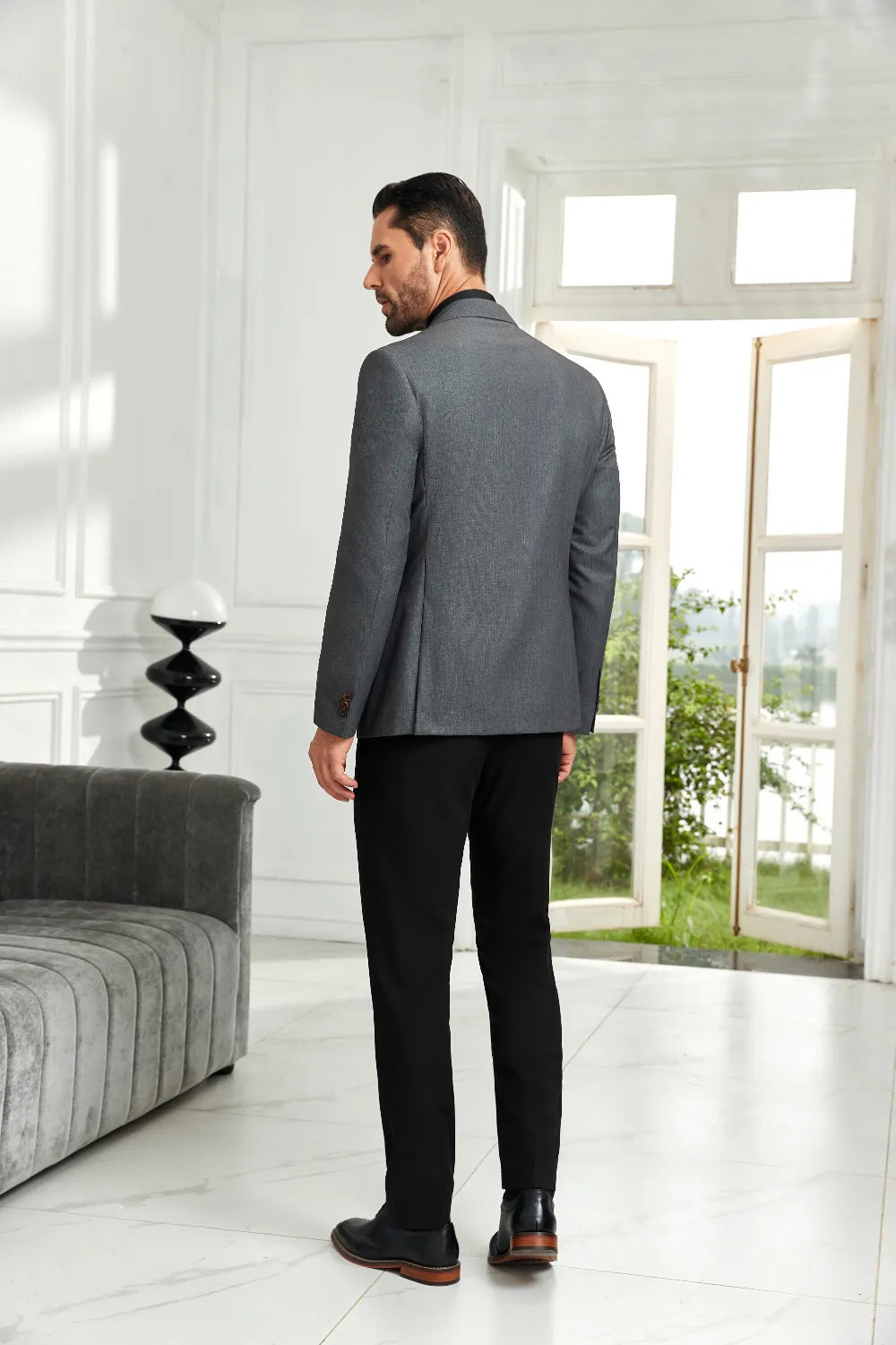 Men's Grey Pinstripe Lightweight Blazer