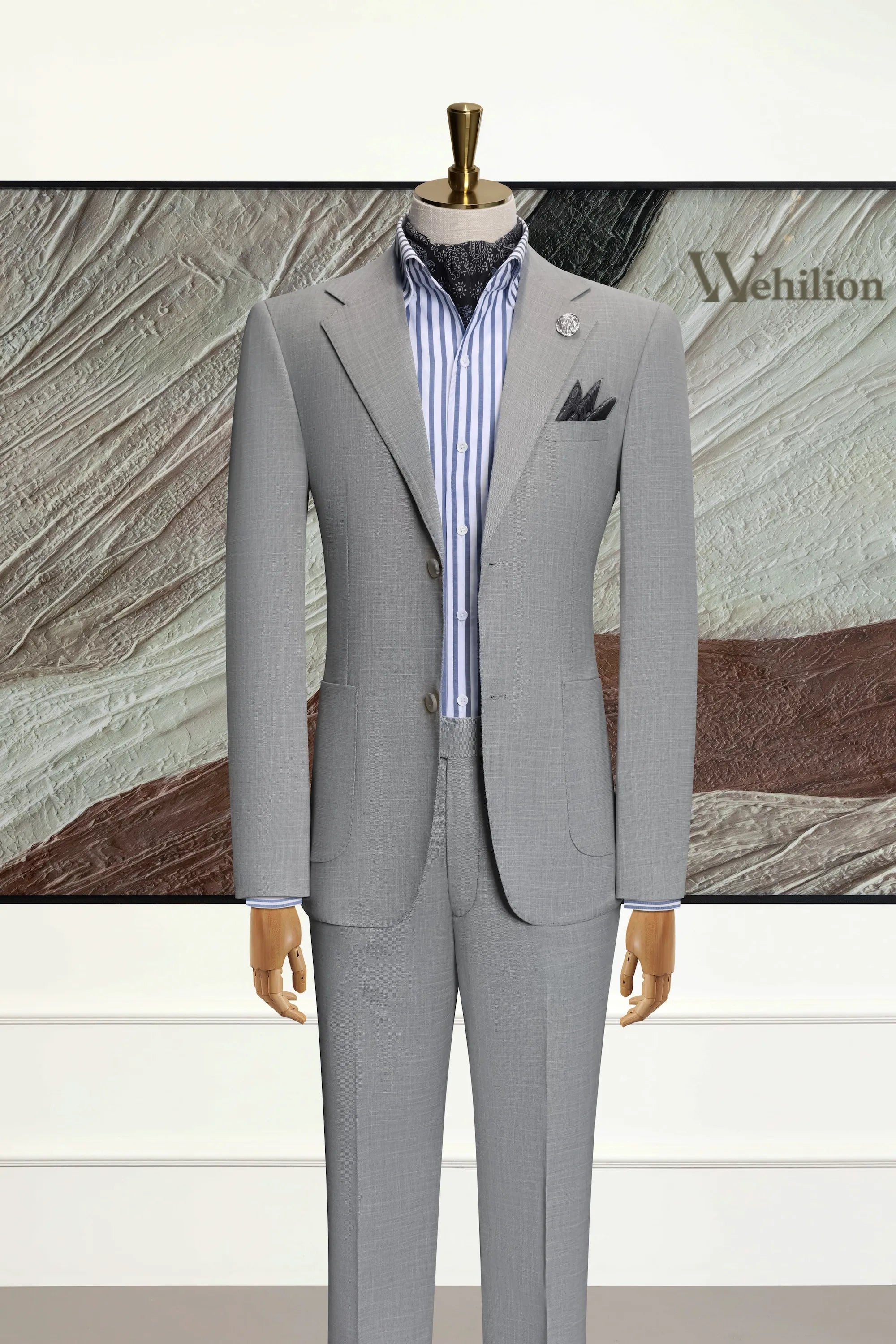 Men's Grey Cooling Fiber 2 Piece Suits