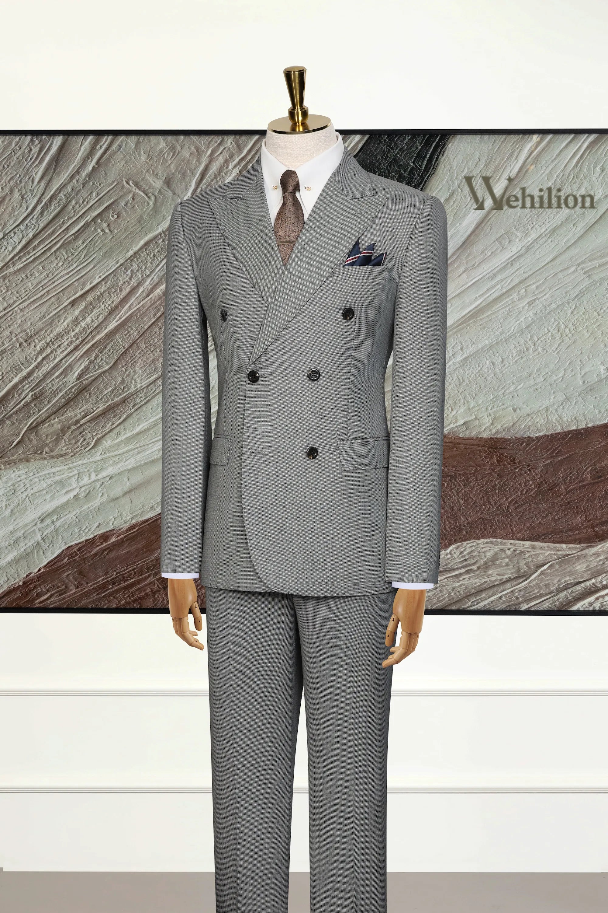 Men's Grey Wool 2 Piece Suits