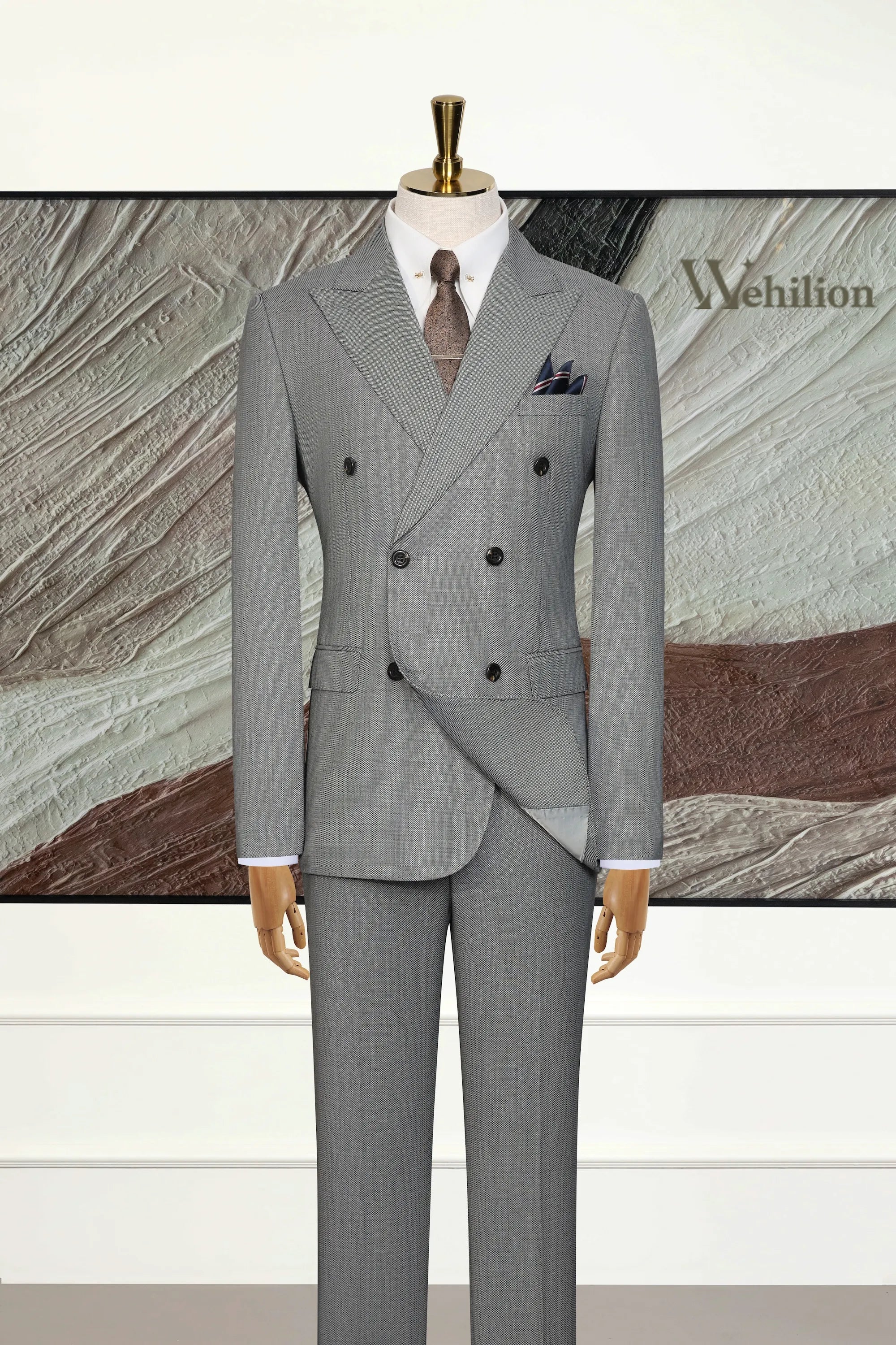 Men's Grey Wool 2 Piece Suits