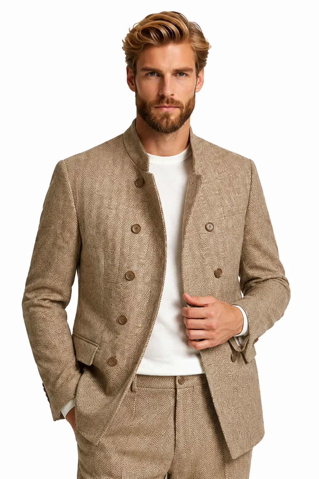 Men's Modern Herringbone 2 Piece Suit