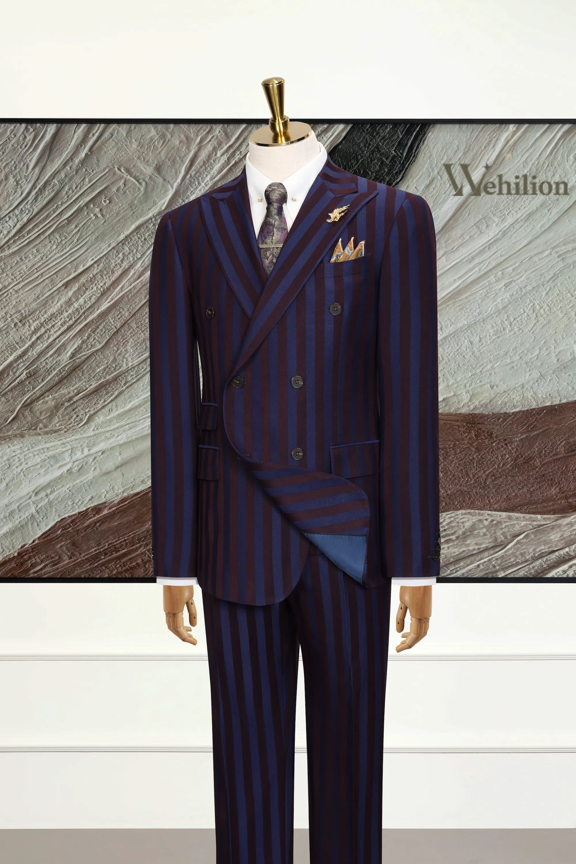 Men's Bold Stripe Vintage 3 Piece Suits