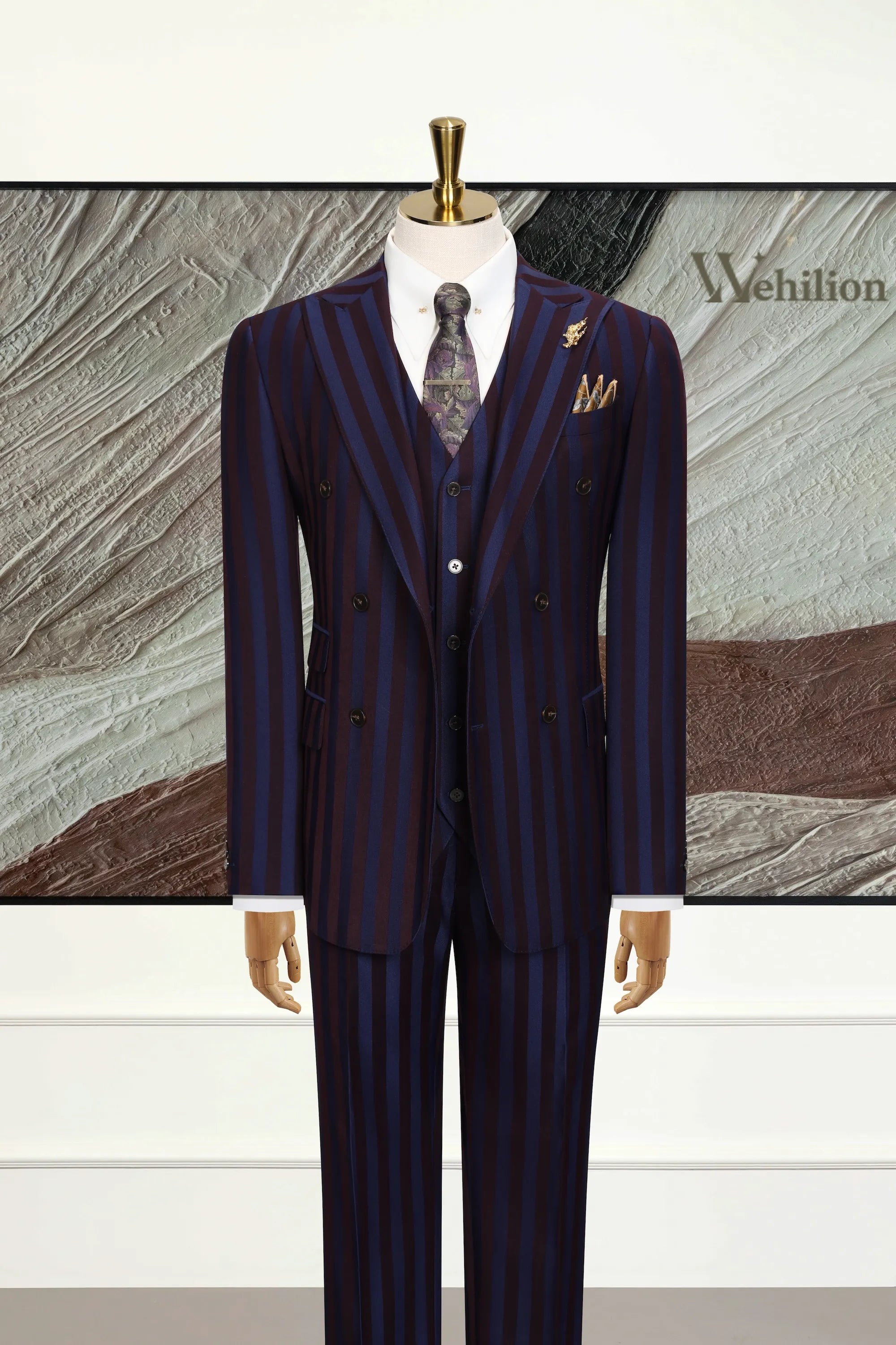 Men's Bold Stripe Vintage 3 Piece Suits