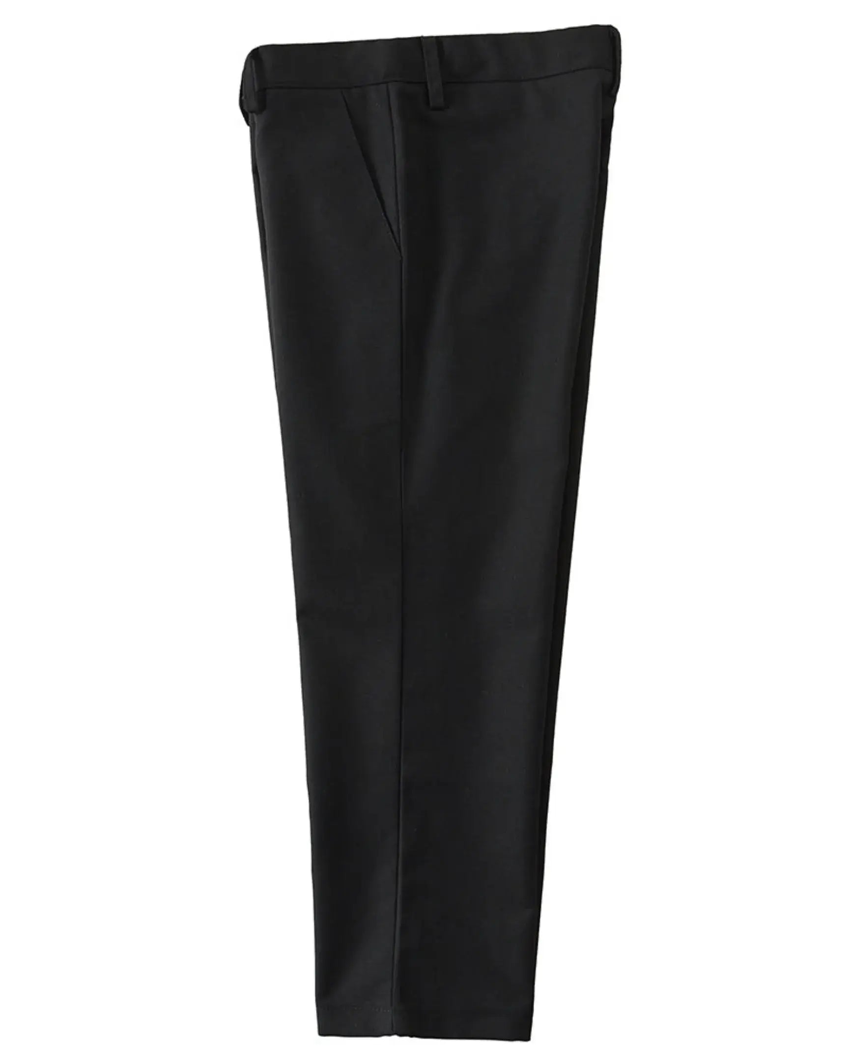 Black pants folded view from boys 4 piece suit – formal wedding outfit