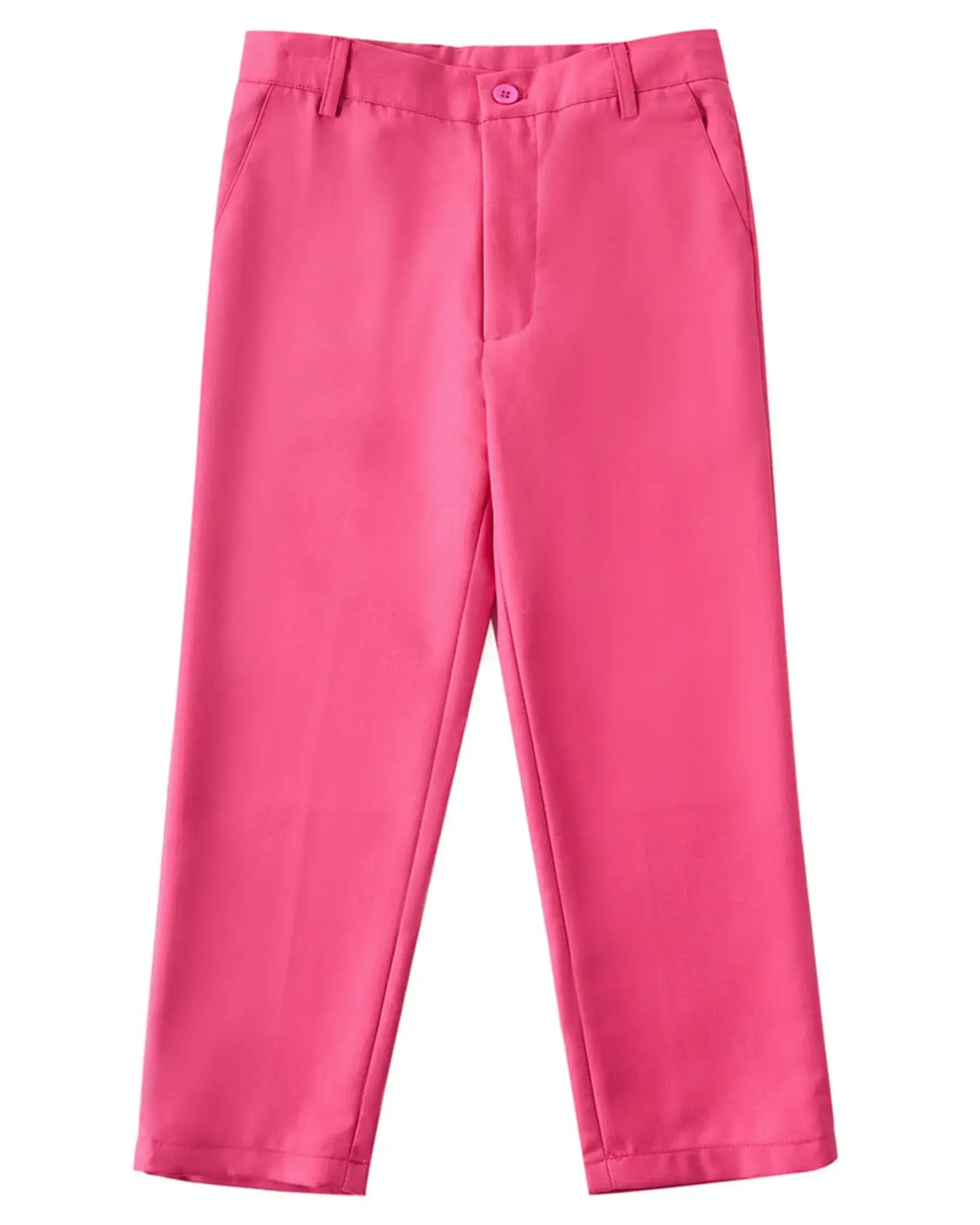 Pink pants flat lay from boys 4 piece suit – wedding and prom outfit for boys