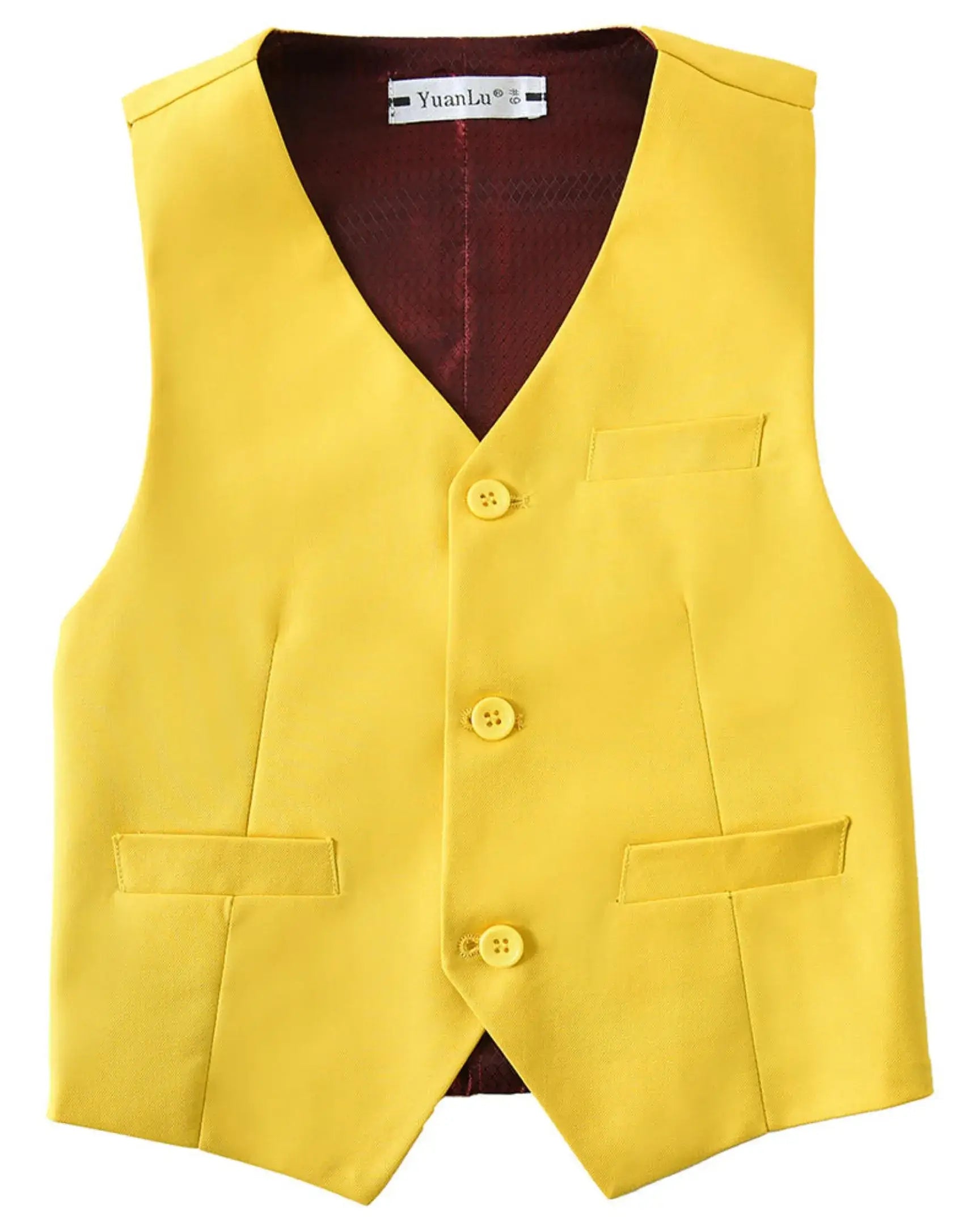 Yellow vest front view from boys 4 piece suit – formal page boy outfit