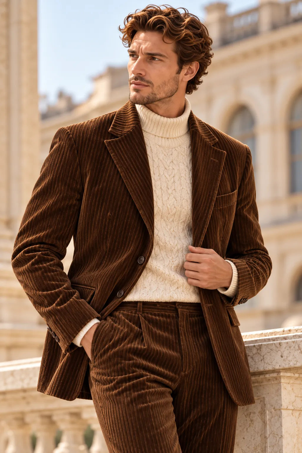 Men's Vintage Brown Corduroy 2 Piece Suit