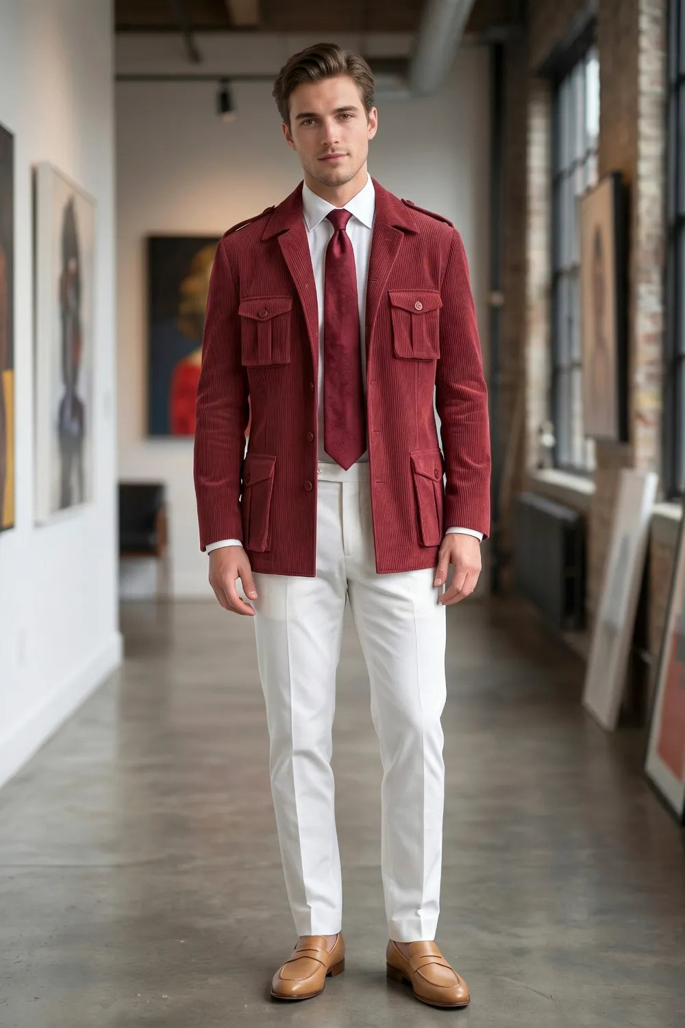 Men's Vintage Corduroy Safari 2 Piece Suit