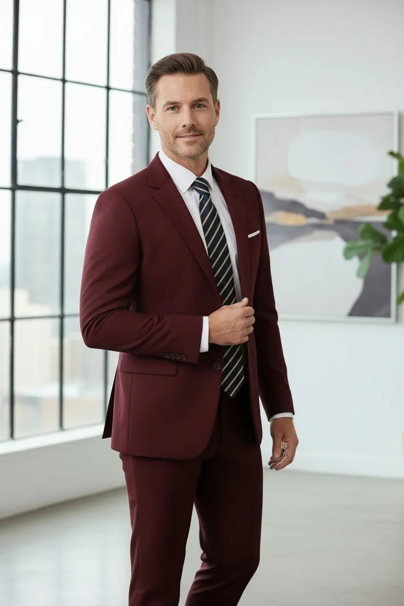 Men's Office Style Two Button 2 Piece Suit
