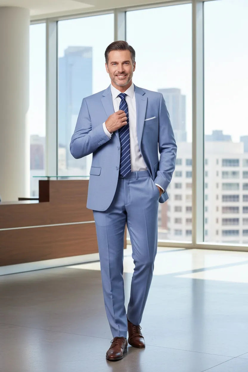 Men's Office Style Two Button 2 Piece Suit